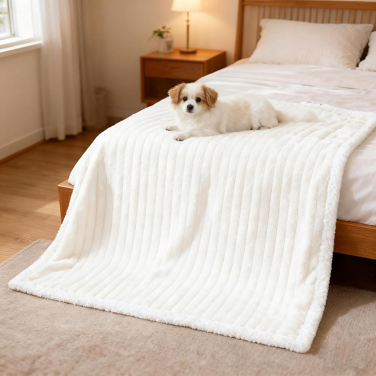 Waterproof Dog Blanket Soft Pet Cat Blanket 40x30 in Cream