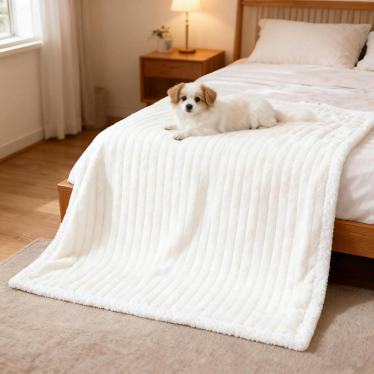 Waterproof Dog Blanket Soft Pet Cat Blanket 40x30 in Cream