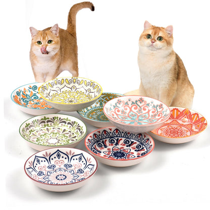Cat Food Bowl, 8 Pack Ceramic Cat Dishes for Food & Water, Kitten Bowls Set