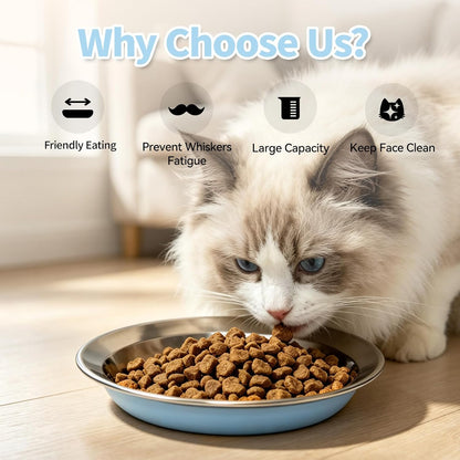 6 Pack Stainless Steel Cat Bowls, Cat Dishes Shallow Whisker Friendly