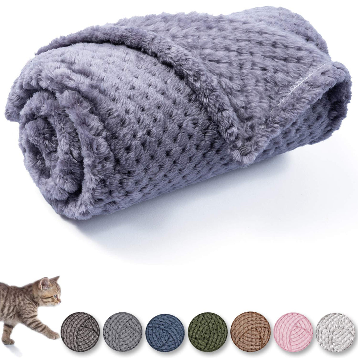 Warm Soft Fuzzy Dog or Cat Blanket, Plush Fleece Throws for Puppy, Kitten, Medium, Large Dogs - Blue (M/32" x 40")