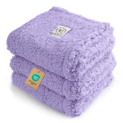 1 Pack 3 Calming Blankets Fluffy Premium Fleece Pet Blanket Soft Sherpa Throw for Dog Puppy Cat Beige Large (41" x31'')