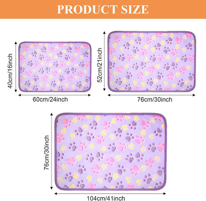 Tatuo 4 Pcs Fleece Dog Blankets for Puppy Cat, Mixed, 24 x 16 in, Paw