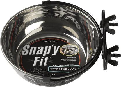 MidWest Homes for Pets Snap'y Fit Stainless Steel Food or Water Bowl, Holds 1 Quart, Mounts to Wire Crates, No-Tip Design, Rust-Resistant, for Dogs and Cats