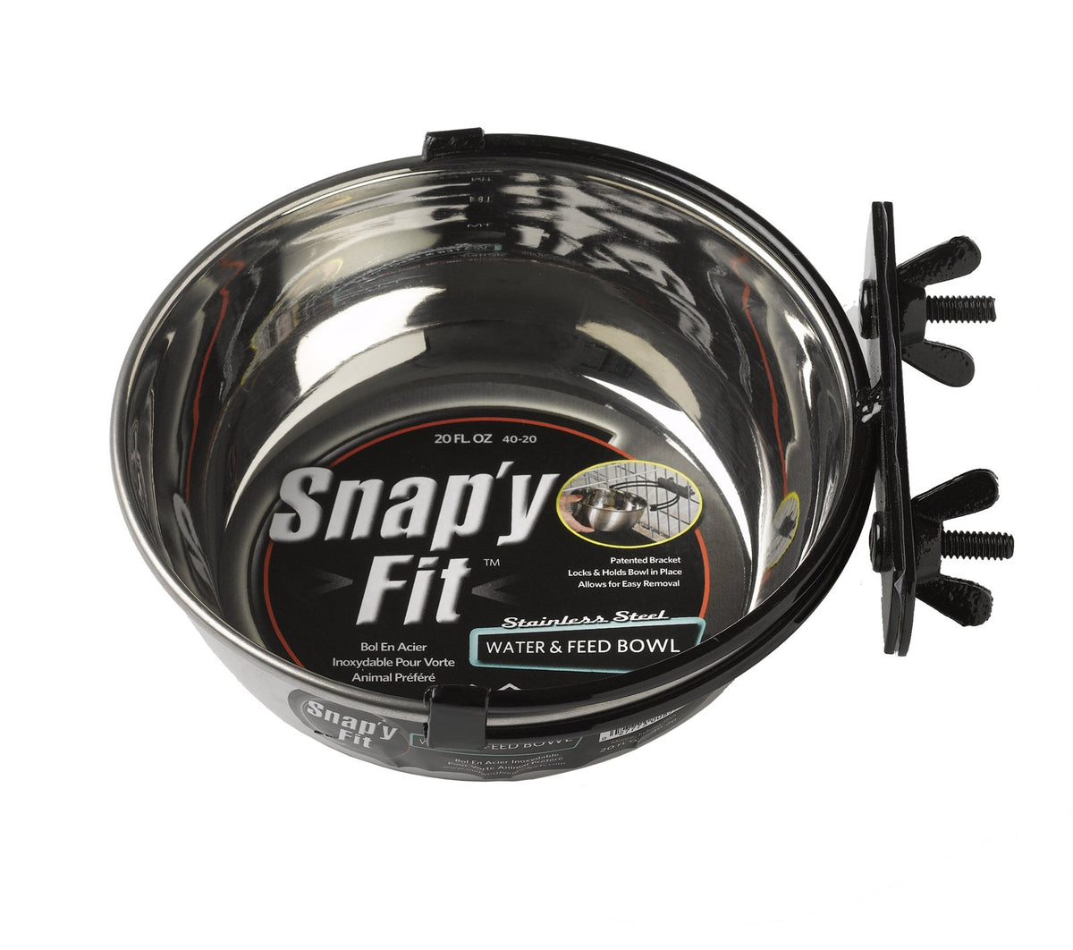 MidWest Homes for Pets Snap'y Fit Stainless Steel Food or Water Bowl, Holds 1 Quart, Mounts to Wire Crates, No-Tip Design, Rust-Resistant, for Dogs and Cats