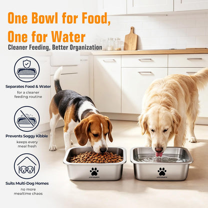 URPOWER 2 Pack 1.25 Gallon Large Dog Water Bowl Stainless Steel Dog Bowls