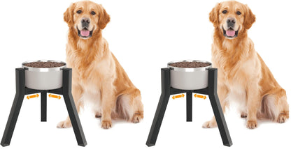 Dog Bowl Stand for Medium Large Dogs, Adjustable Width Elevated Dog Bowls 7-10.6", Raised Dog Food Water Bowls, 11 inch Tall Single Holder, Black,Bowl Not Included