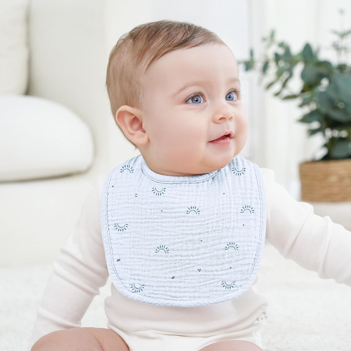 Bearmoss 100% Cotton 10 Pack Muslin Baby Bibs for Drooling and Teething