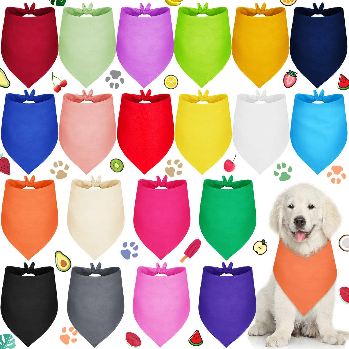 Saintrygo 20 Pcs Plain Dog Bandana Bulk for Puppy Dog, 32 x 22 x 22 Inches