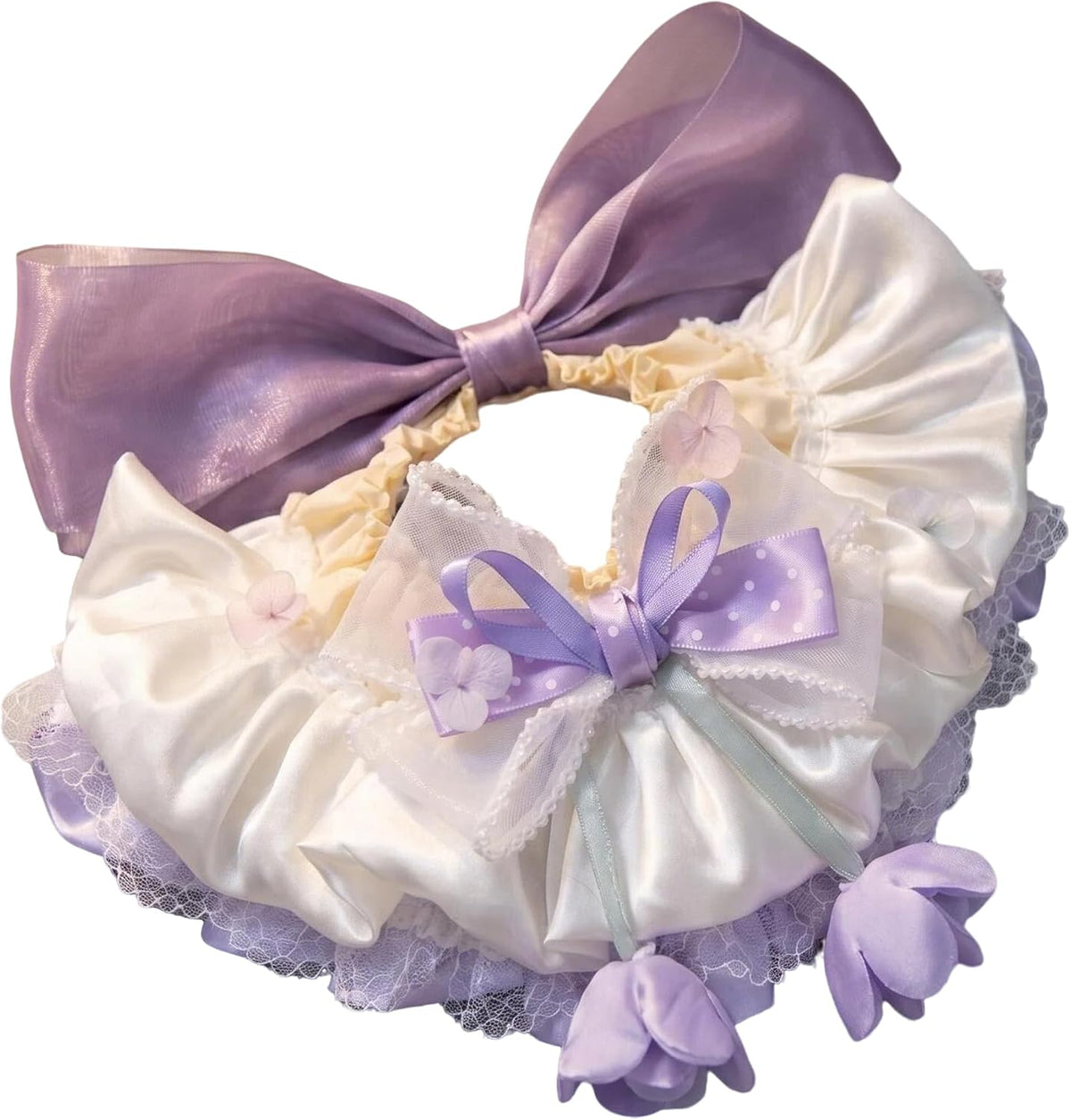 Princess Lace Satin Pet Bandana, Purple