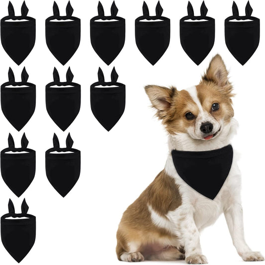 Plain Dog Bandanas, 12 PCS Black Dog Triangle Scarf Washable Pet Bandana for Dogs Cats, Black