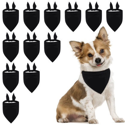 Plain Dog Bandanas, 12 PCS Black Dog Triangle Scarf Washable Pet Bandana for Dogs Cats, Black