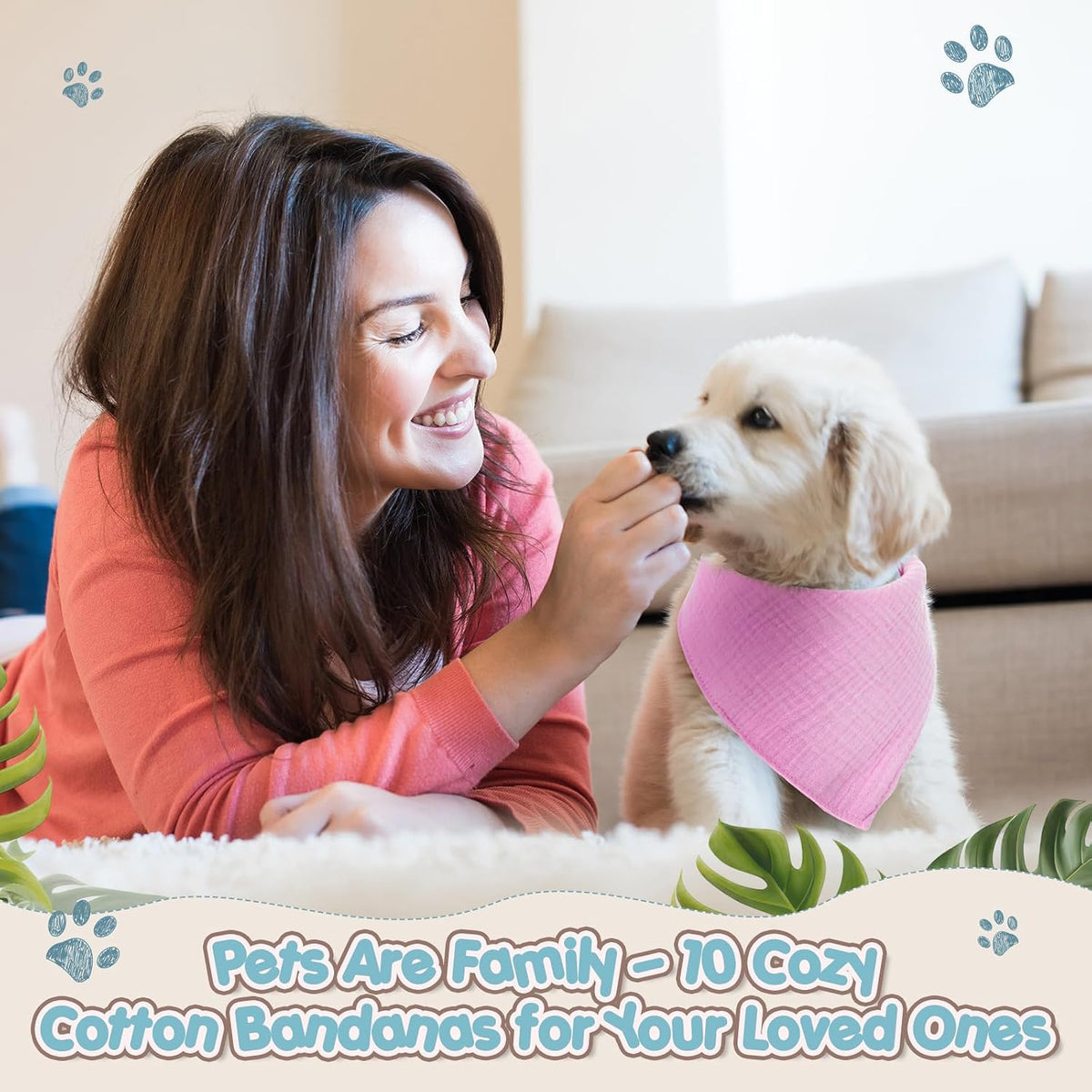 10 Pcs Muslin Cotton Triangle Dog Bandanas Reversible Pet Bibs Scarf Dog Scarves with Two Snaps Apparel Accessories Kerchief for Small to Medium Puppy Cat(Warm & Neutral Color)