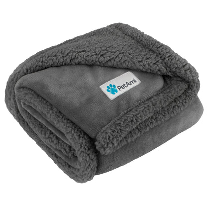 PetAmi Dog Blanket for Medium Small Pet Cat Puppy, 60x40, Plaid Dark Gray