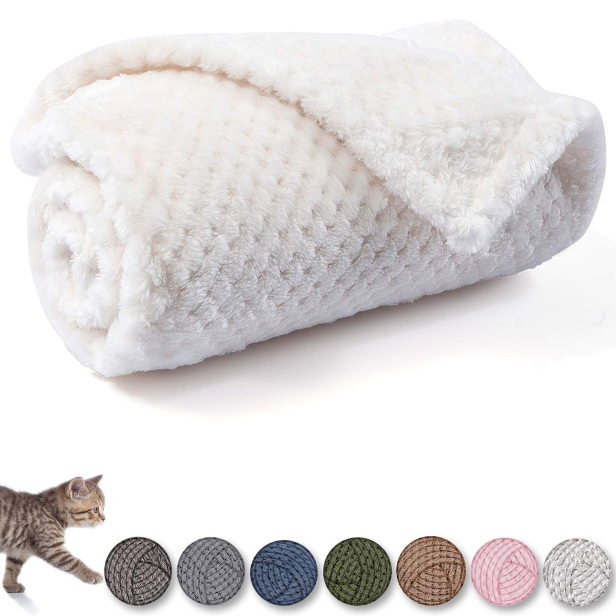 Warm Soft Fuzzy Dog or Cat Blanket, Plush Fleece Throws for Puppy, Kitten, Medium, Large Dogs - Blue (M/32" x 40")
