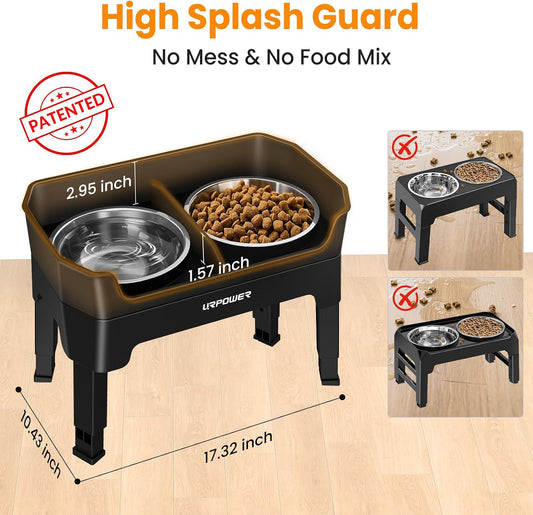 URPOWER Elevated Dog Bowls, 3-in-1 Double Deck Raised Dog Bowl Stand