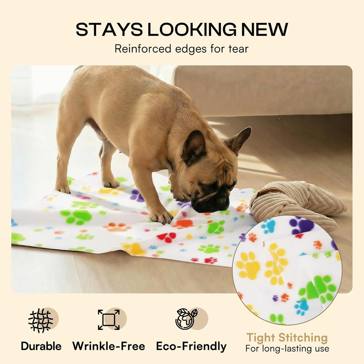 LINENLUX Fleece Dog Blankets 6-Pack, Soft Stretchy for Small Medium Puppy