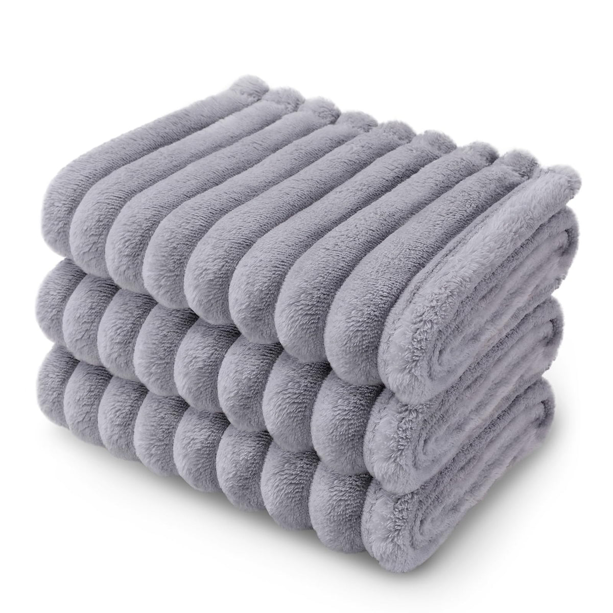 LINENLUX 1 Pack 3 Fleece Dog Blanket Soft Warm Cat Beige/Pink/Grey Small