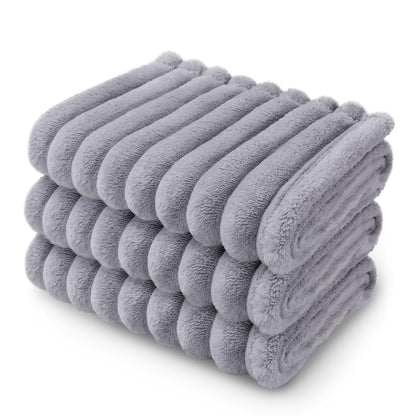 LINENLUX 1 Pack 3 Fleece Dog Blanket Soft Warm Cat Beige/Pink/Grey Small