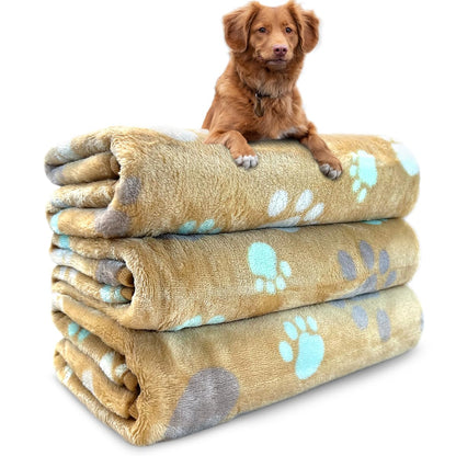 Dog Blankets for Medium Large Dogs, Cute Paw Pattern Washable 41" x 31"