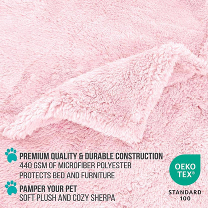 PetAmi Fluffy Sherpa Waterproof Dog Blanket for Small Pet Cat, 24x32 Pink
