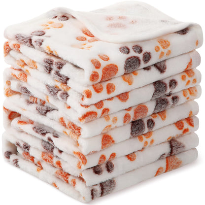 Tatuo 4 Pcs Fleece Dog Blankets for Puppy Cat, Mixed, 24 x 16 in, Paw