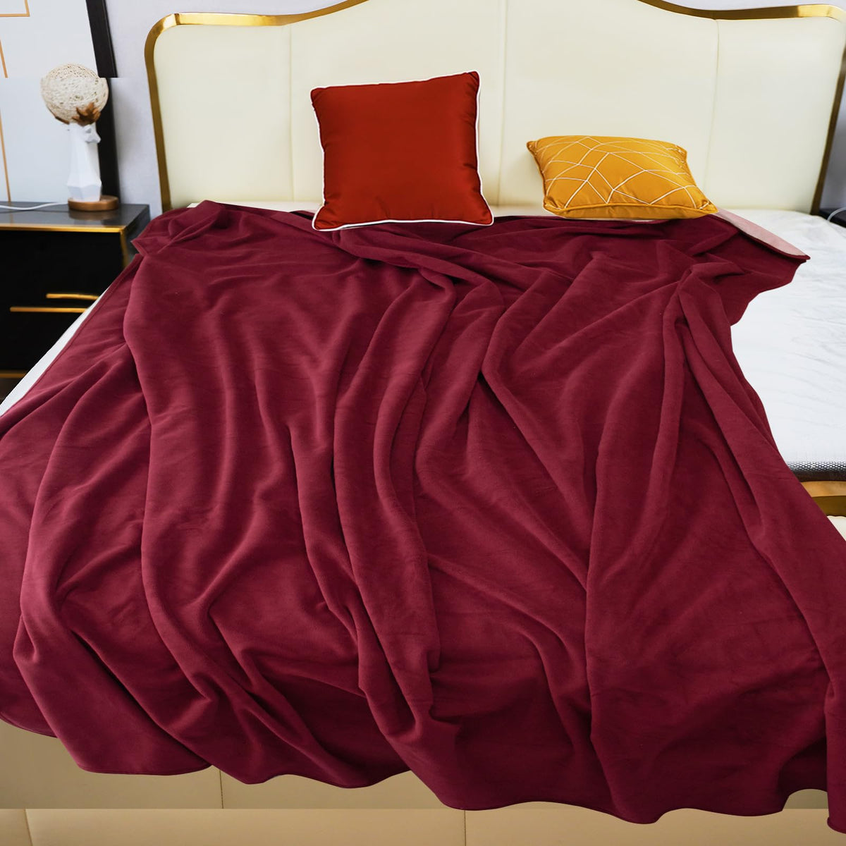 Ahinahwap Waterproof Blanket for Bed Couch Sofa, Reversible & Reusable Cat, Dog Blanket Waterproof Washable, Small Water Resistant Blankets, Leakproof (40"x60", Burgundy/Rose Pink)