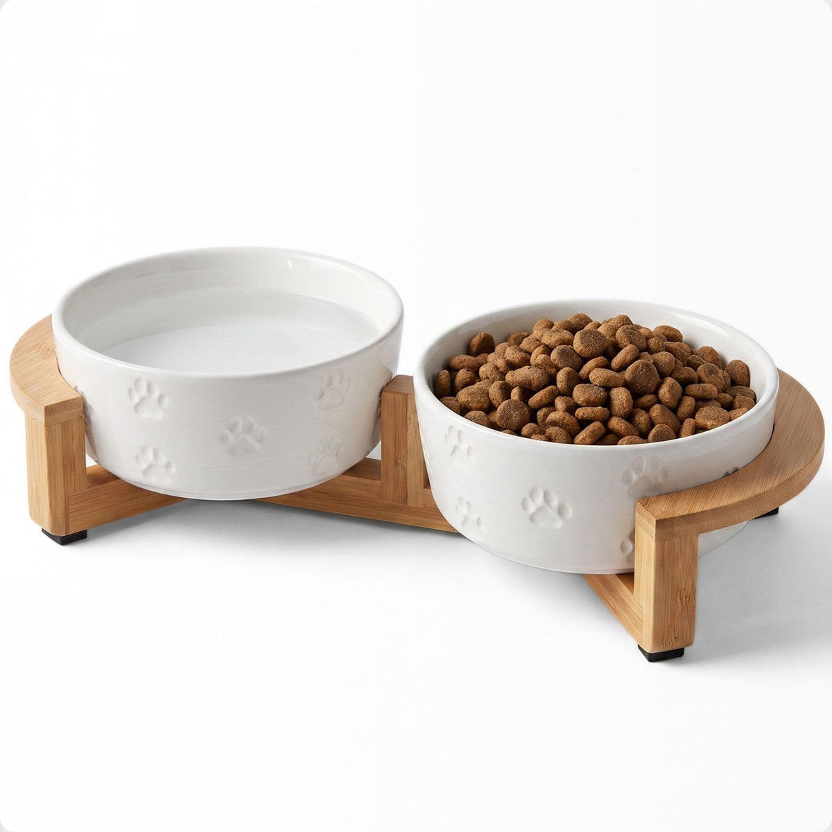 Ceramic Dog Bowl Set of 2 with Anti-Skid Base, 5.5"W x 2"H, 2 Cup Capacity
