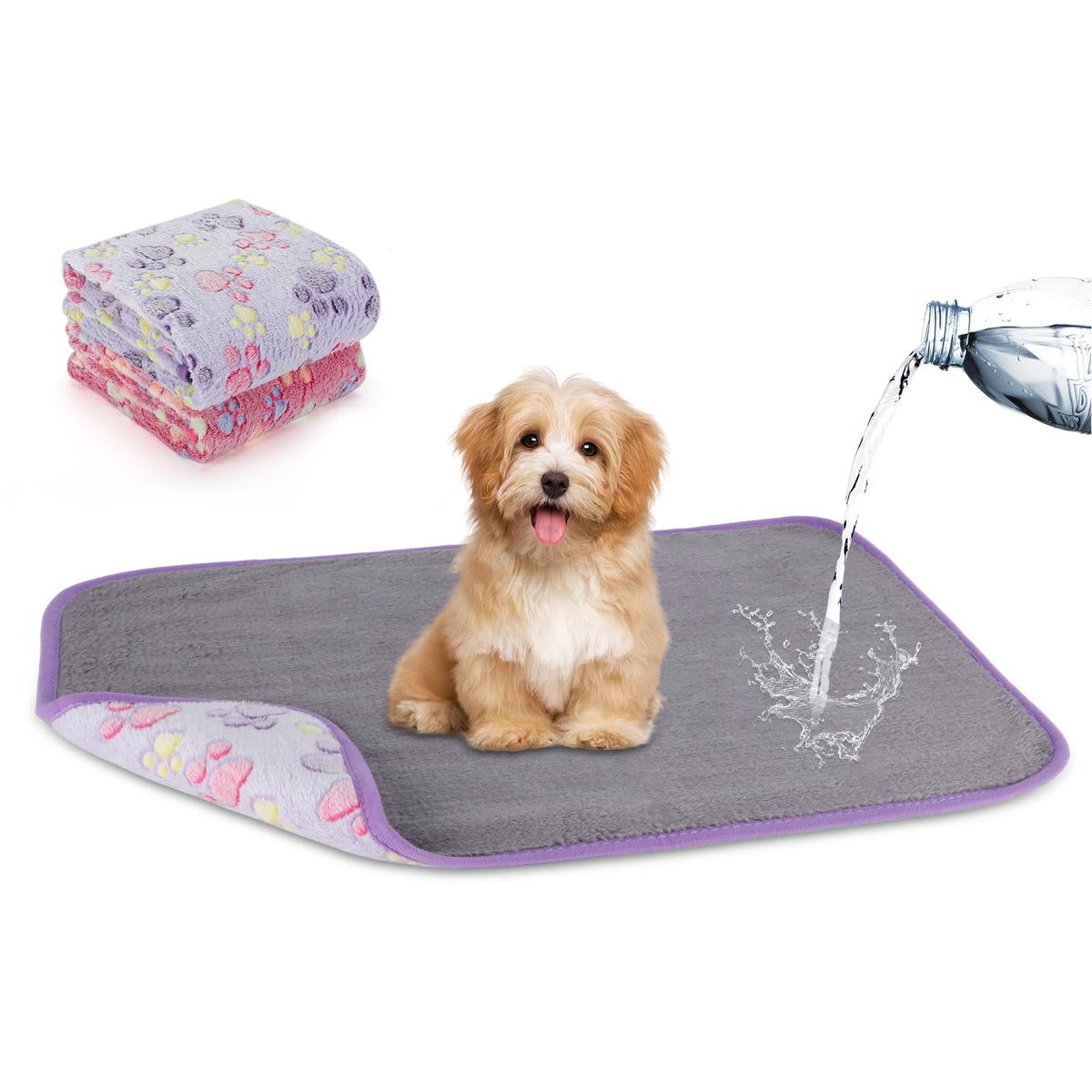 YUEPET 2 Pack Puppy Waterproof Blankets for Small Dogs, Dog Blanket 23"x16"