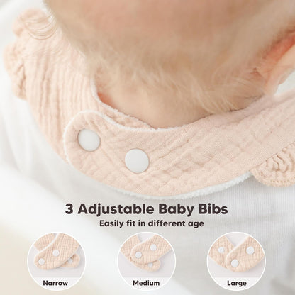 Bearmoss 8 Pack Muslin Baby Bibs for Drooling and Teething, Bibs for Girls