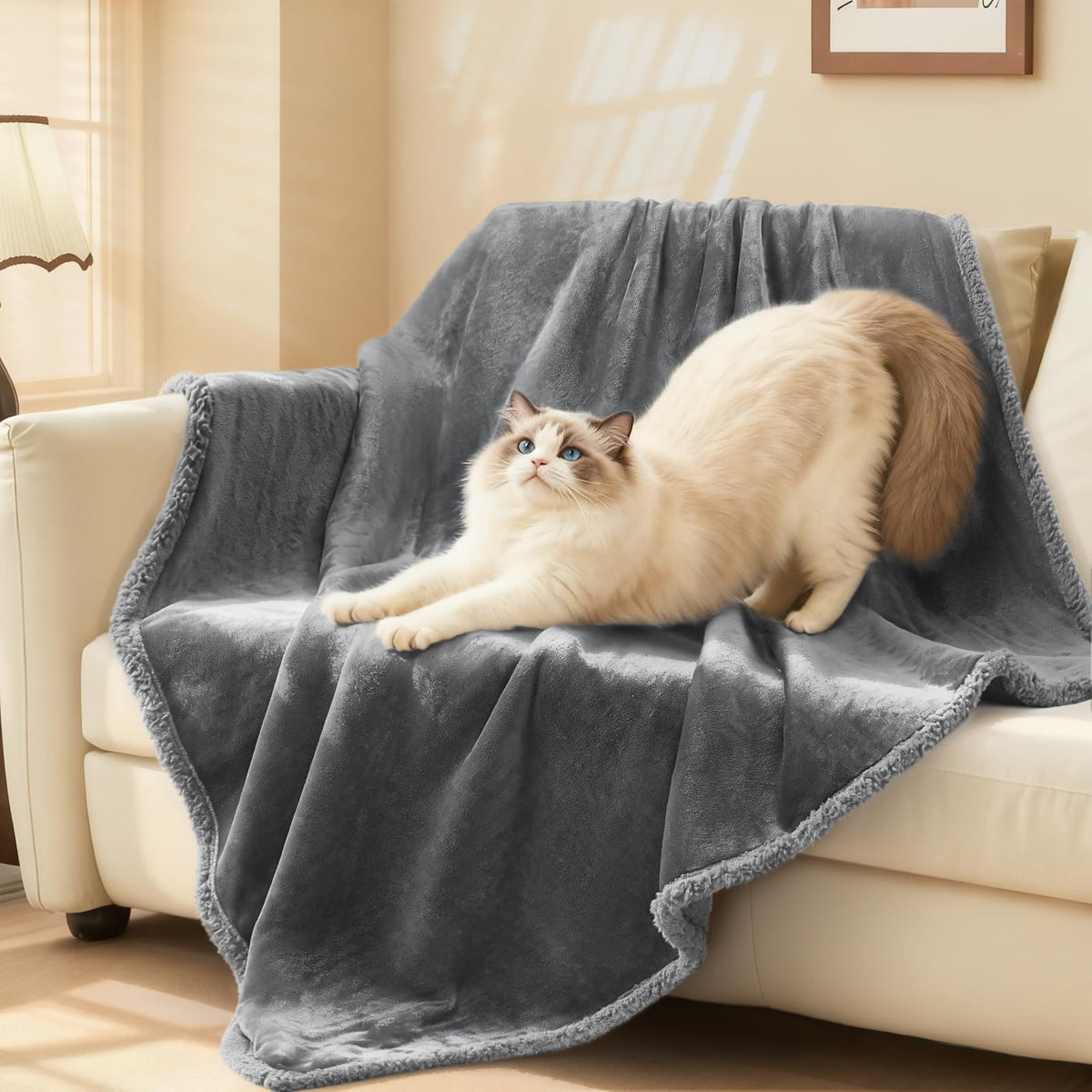 Luciphia Waterproof Bed Blanket Washable,Soft Sherpa Fleece Puppy Reversible Throw Blankets for Small Dog Cat, Furniture Cover Protector Couch Bed from Liquid Pee and Pet Fur, Black, 40" x 28"