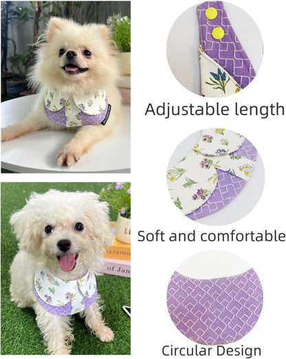 Adjustable, Reusable Cat and Dog Bib for Eating or Playtime — Universal Pet Accessory (Purple, M)