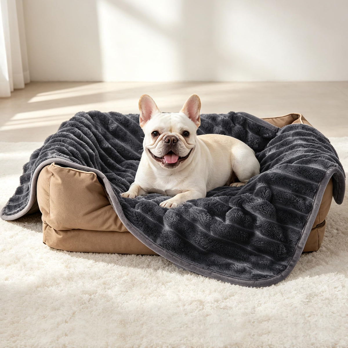 LOOBANI Waterproof Dog Blanket for Small Dogs, Pet Blanket, 25"x30", Cream