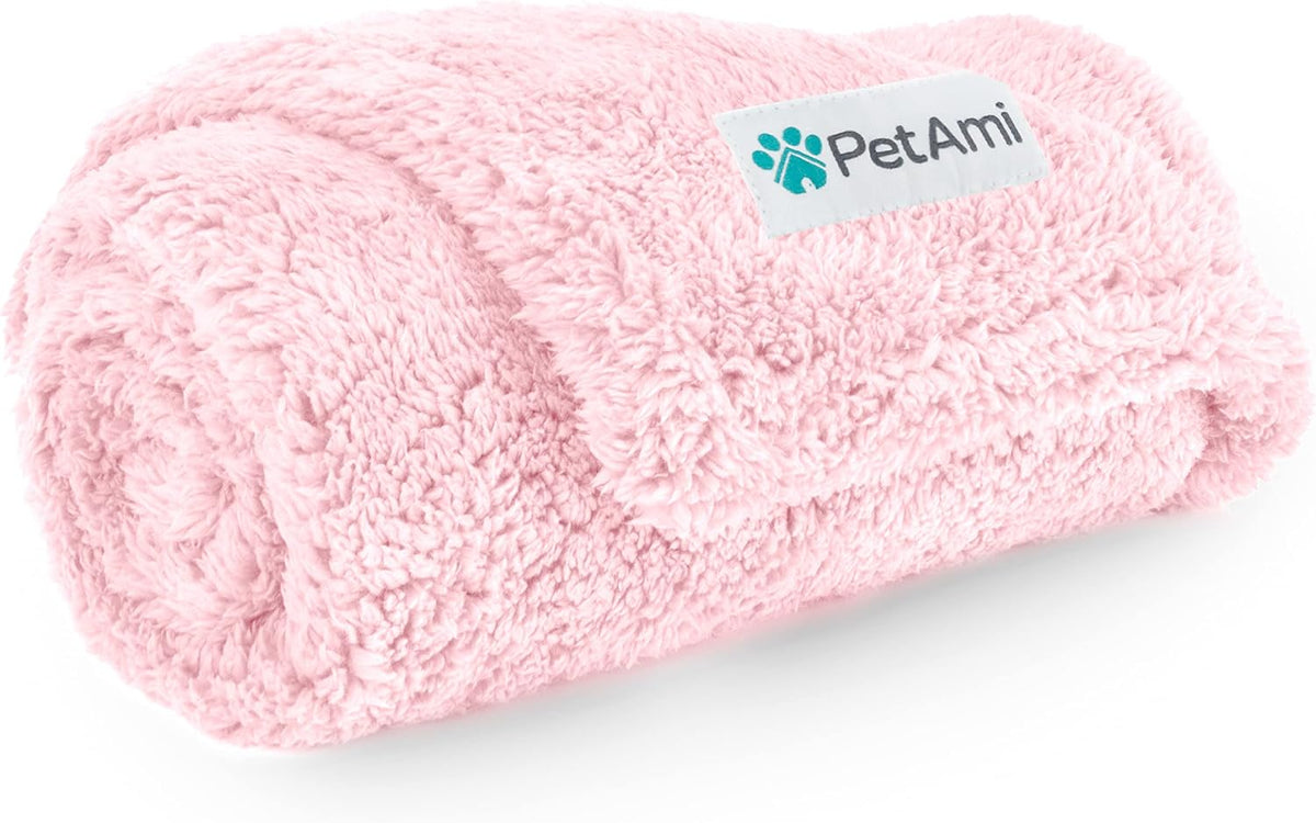 PetAmi Fluffy Sherpa Waterproof Dog Blanket for Small Pet Cat, 24x32 Pink