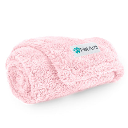 PetAmi Fluffy Sherpa Waterproof Dog Blanket for Small Pet Cat, 24x32 Pink