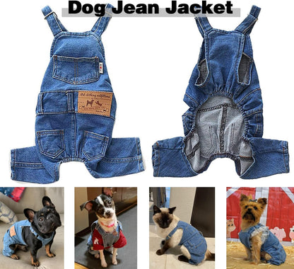 Dog Overalls for Medium Dogs Outfit French Bulldog Clothes Denim Dog Jeans