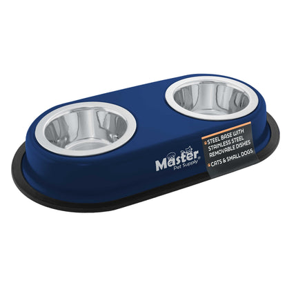 Master Pet Supply Double Dog Bowls Set with Elevated Base Black Velvet
