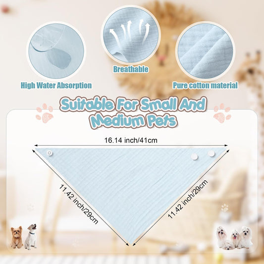 10 Pcs Muslin Cotton Triangle Dog Bandanas Reversible Pet Bibs Scarf Dog Scarves with Two Snaps Apparel Accessories Kerchief for Small to Medium Puppy Cat(Warm & Neutral Color)