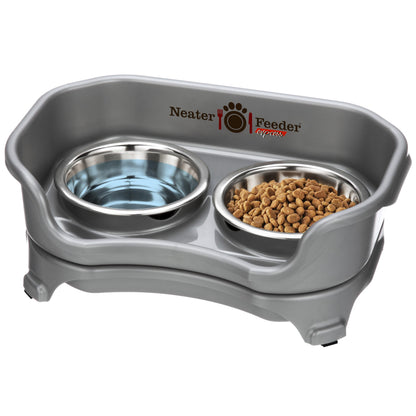 Neater Feeder Express Mess Proof Dog Bowls Elevated for Small Breeds under 15 Lb, Made in USA, No Spill Raised Dog Food Bowl Stand, Stainless Steel Food and Water Bowl Set, Feeding Station, Cappuccino