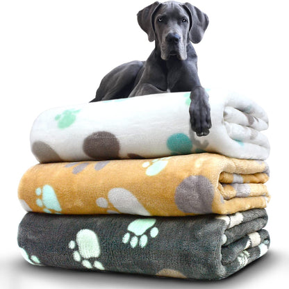 Dog Blankets for Medium Large Dogs, Cute Paw Pattern Washable 41" x 31"