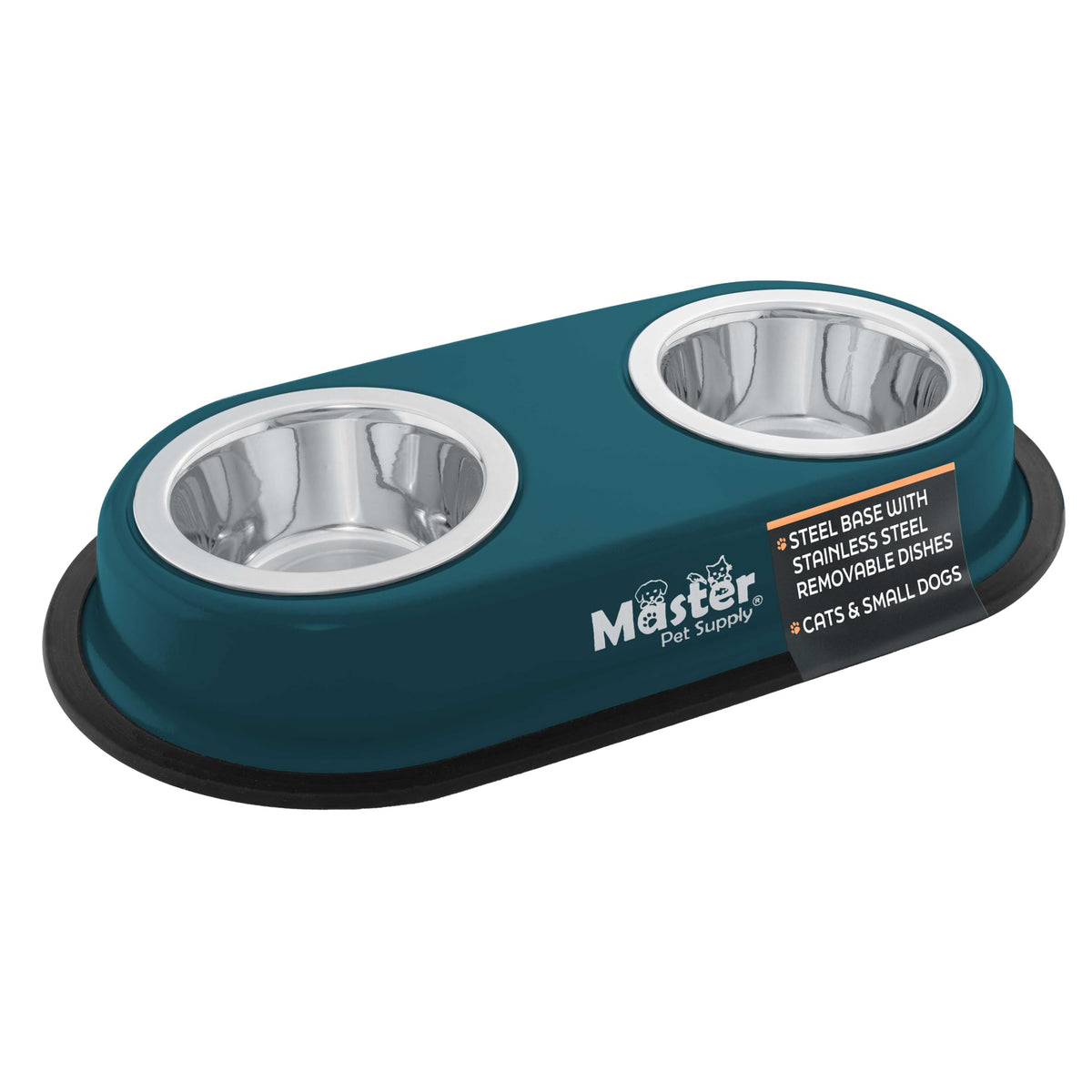 Master Pet Supply Double Dog Bowls Set with Elevated Base Black Velvet