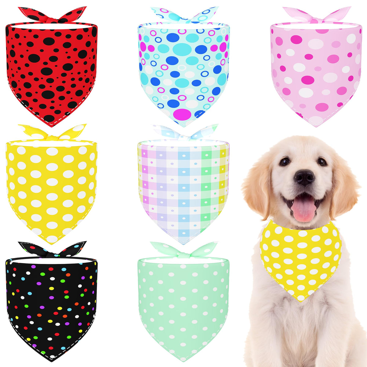 Paisley Dog Bandanas Bulk for Medium Dogs Sewn Edge 7 Pack M