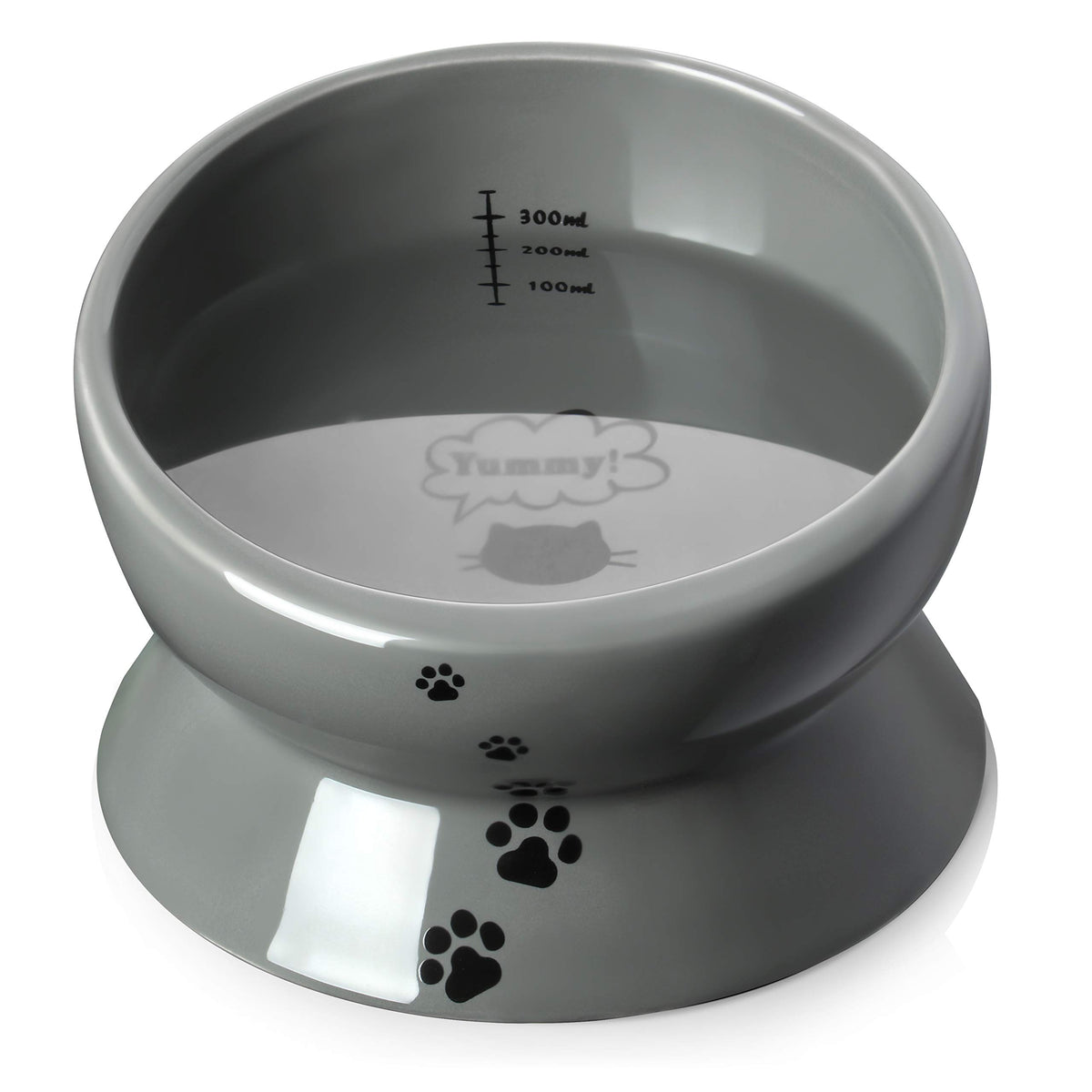 Y YHY Cat Bowl Anti Vomiting, Raised Food Bowls, Tilted Elevated Bowl, Ceramic Pet Food Bowl for Flat Faced Cats, Small Dogs, Protect Pet's Spine, Dishwasher Safe (5 Inches, White)