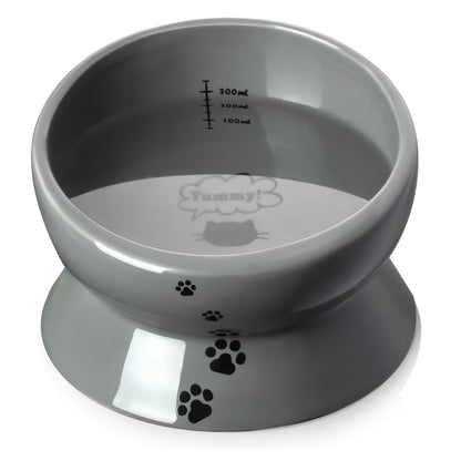 Y YHY Cat Bowl Anti Vomiting, Raised Food Bowls, Tilted Elevated Bowl, Ceramic Pet Food Bowl for Flat Faced Cats, Small Dogs, Protect Pet's Spine, Dishwasher Safe (5 Inches, White)