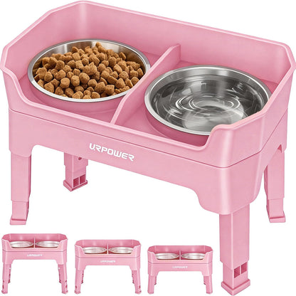 URPOWER Elevated Dog Bowls, 3-in-1 Double Deck Raised Dog Bowl Stand