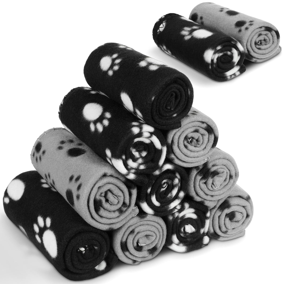 Tegeme 12 Pcs Fleece Blanket for Pet Dog Puppy,Cute Style,12 x 12 Inches