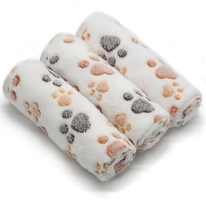 1 Pack 3 Puppy Blankets Super Soft Warm Sleep Mat Grey Cute Print Fluffy Fleece Pet Flannel Throw Dog Blankets for Small Dogs Cats,Star&Bone&Love-Medium(29"x20")