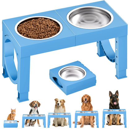 XIAZ Elevated Dog Bowls Large Breed Raised Dogs Bowl Stand Large/Medium Sized Dog Slow Feeder Dogs Bowls Food Water Stands 5 Heights Adjustable 9/11/12/14in Pet Feeder Dish Station