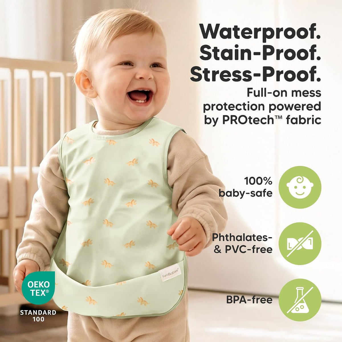 KeaBabies Waterproof Bibs for Baby Girl,Boy, 2-pk Lightweight (Pets & Paws)