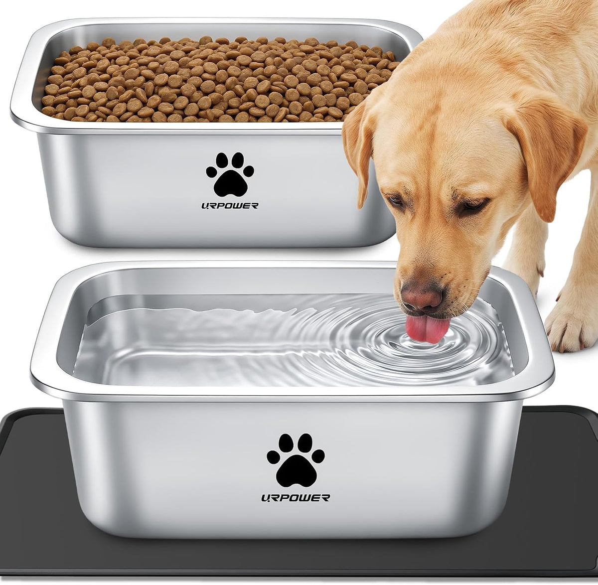URPOWER 2 Pack 1.25 Gallon Large Dog Water Bowl Stainless Steel Dog Bowls